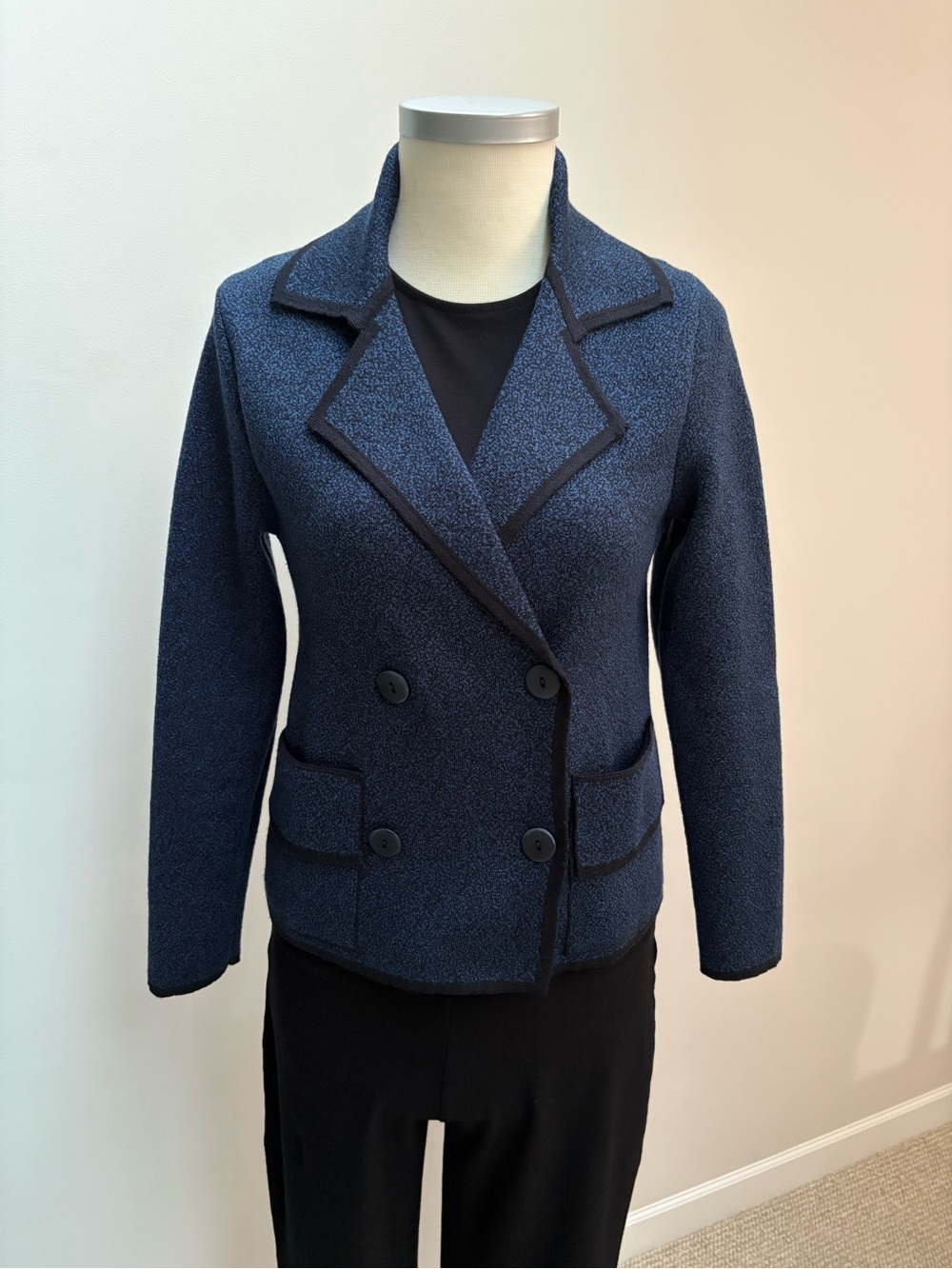 Oleana Navy/Black Double-Breasted Women's Jacket